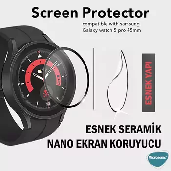 Microsonic Samsung Galaxy Watch 5 Pro 45mm Tam Kaplayan Nano Cam Ekran Koruyucu Siyah