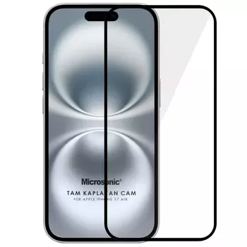 Microsonic Apple iPhone 17 Air Tam Kaplayan Temperli Cam Ekran Koruyucu Siyah