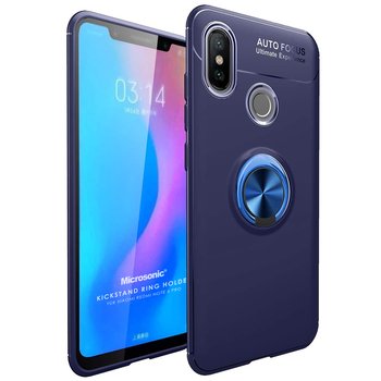 Microsonic Xiaomi Redmi Note 6 Pro Kılıf Kickstand Ring Holder Lacivert