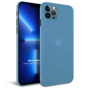 Microsonic Apple iPhone 13 Pro Max Kılıf Peipe Matte Silicone Mavi