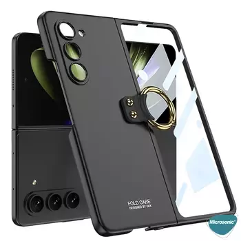 Microsonic Samsung Galaxy Z Fold 5 Kılıf Ring Fall Platinum Siyah