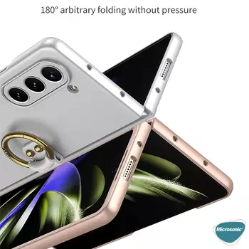 Microsonic Samsung Galaxy Z Fold 5 Kılıf Ring Fall Platinum Siyah