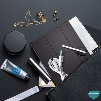 Microsonic Apple iPad Pro 11 2025 Kılıf (A3357-A3358) Slim Translucent Back Smart Cover Rose Gold