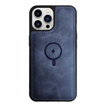 Microsonic Apple iPhone 12 Pro Kılıf MagSafe Genuine Leather Lacivert