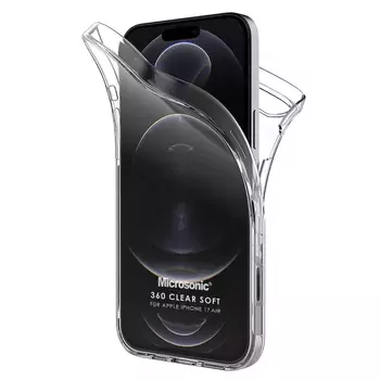 Microsonic Apple iPhone 17 Air Kılıf 6 Tarafı Tam Full Koruma 360 Clear Soft Şeffaf