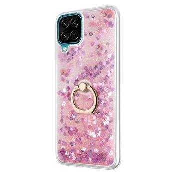 Microsonic Samsung Galaxy A12 Kılıf Glitter Liquid Holder Pembe