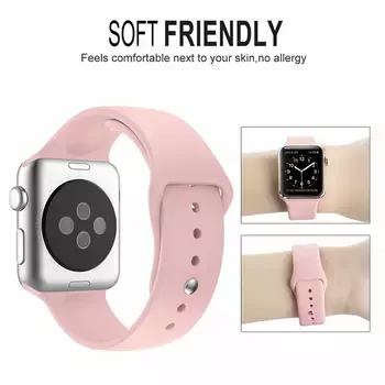 Microsonic Apple Watch Series 2 38mm Silikon Kordon Pembe