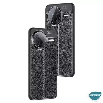 Microsonic Xiaomi Poco F7 Pro Kılıf Deri Dokulu Silikon Siyah