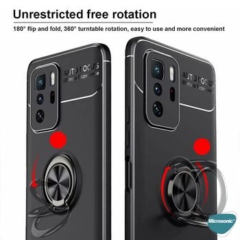 Microsonic Xiaomi Poco X3 GT Kılıf Kickstand Ring Holder Siyah Rose