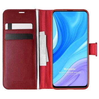 Microsonic Huawei P Smart Pro Kılıf Delux Leather Wallet Kırmızı