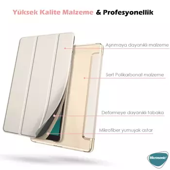 Microsonic Huawei MatePad T8 8'' Kılıf Slim Translucent Back Smart Cover Mavi