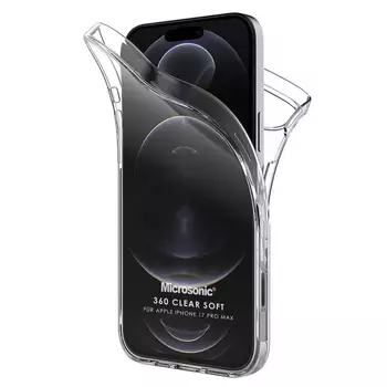 Microsonic Apple iPhone 17 Pro Max Kılıf 6 Tarafı Tam Full Koruma 360 Clear Soft Şeffaf