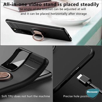 Microsonic Samsung Galaxy S21 Ultra Kılıf Kickstand Ring Holder Siyah Rose