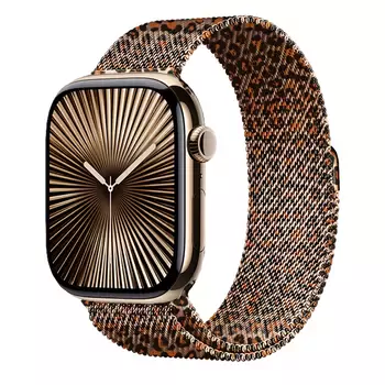 Microsonic Apple Watch SE 3 44mm Kordon Luxe Metal Leopard Rose Gold