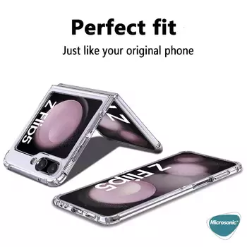 Microsonic Samsung Galaxy Z Flip 5 Kılıf Shock Absorbing Şeffaf