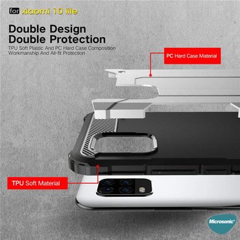 Microsonic Xiaomi Mi 10 Lite Zoom Kılıf Rugged Armor Siyah