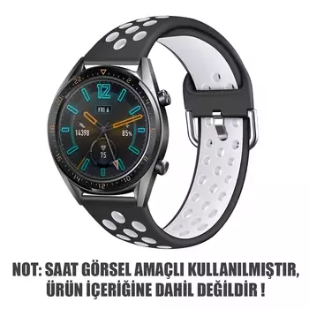 Microsonic Huawei Watch GT3 46mm Rainbow Sport Band Kordon Siyah Beyaz