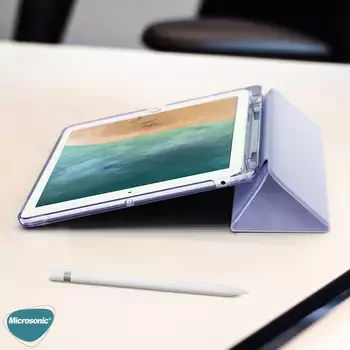 Microsonic Apple iPad Pro 12.9`` 2022 6. Nesil Kılıf (A2436-A2764-A2437-A2766) Origami Pencil Lila