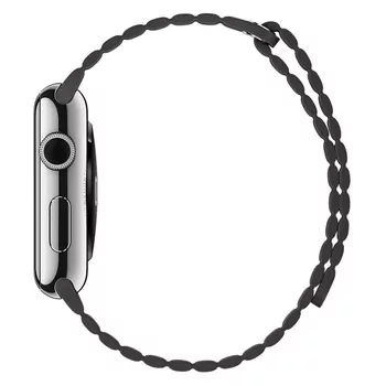 Microsonic Apple Watch Series 11 42mm Twist Leather Loop Kordon Siyah