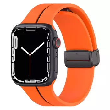 Microsonic Apple Watch Series 6 44mm Kordon Ribbon Line Turuncu Siyah