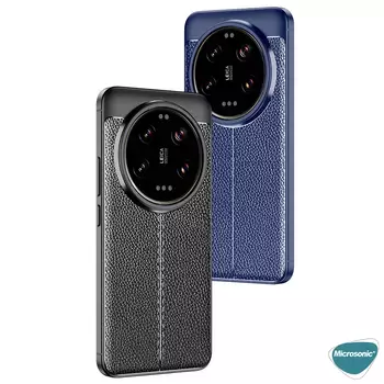 Microsonic Xiaomi Mi 14 Ultra Kılıf Deri Dokulu Silikon Lacivert