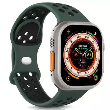 Microsonic Apple Watch Series 10 42mm Kordon Rainbow Band Yeşil Siyah