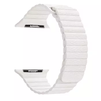 Microsonic Apple Watch Series 8 45mm Twist Leather Loop Kordon Beyaz