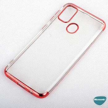 Microsonic Samsung Galaxy M21 Kılıf Skyfall Transparent Clear Kırmızı