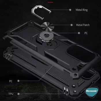 Microsonic Xiaomi Redmi K40 Kılıf Military Ring Holder Lacivert