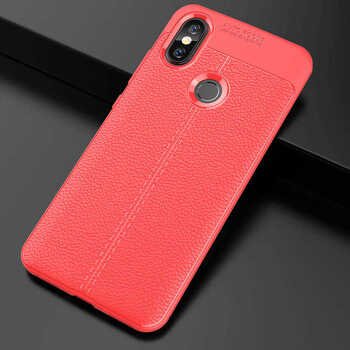 Microsonic Xiaomi Mi 6X Kılıf Deri Dokulu Silikon Kırmızı