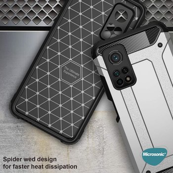 Microsonic Xiaomi Mi 10T Kılıf Rugged Armor Gümüş