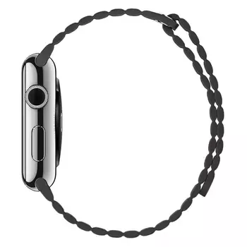 Microsonic Apple Watch Series 8 45mm Twist Leather Loop Kordon Gri