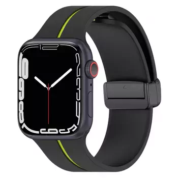 Microsonic Apple Watch Series 6 44mm Kordon Ribbon Line Siyah Yeşil