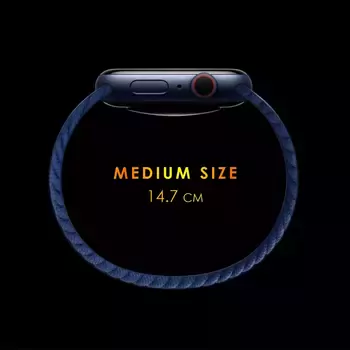 Microsonic Apple Watch Series 3 42mm Kordon, (Medium Size, 147mm) Braided Solo Loop Band Turuncu