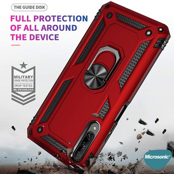 Microsonic Huawei Y9S Kılıf Military Ring Holder Gümüş