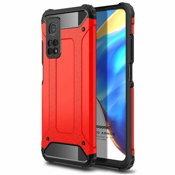 Microsonic Xiaomi Mi 10T Pro Kılıf Rugged Armor Kırmızı