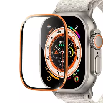 Microsonic Apple Watch Ultra 2 Tam Kaplayan Cam Ekran Koruyucu V2 Turuncu