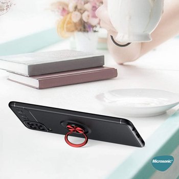 Microsonic Samsung Galaxy A12 Kılıf Kickstand Ring Holder Siyah