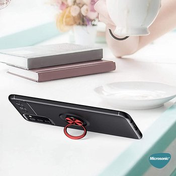 Microsonic Samsung Galaxy A02s Kılıf Kickstand Ring Holder Siyah