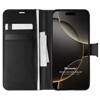 Microsonic Apple iPhone 17 Pro Kılıf Delux Leather Wallet Siyah