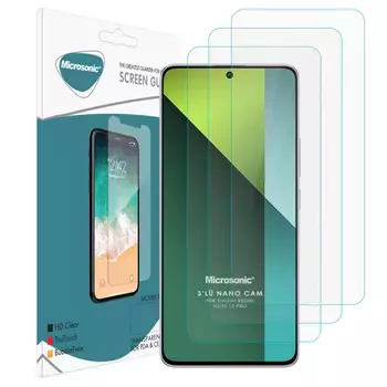 Microsonic Xiaomi Redmi Note 13 Pro 5G Screen Protector Nano Glass Cam Ekran Koruyucu (3`lü Paket)