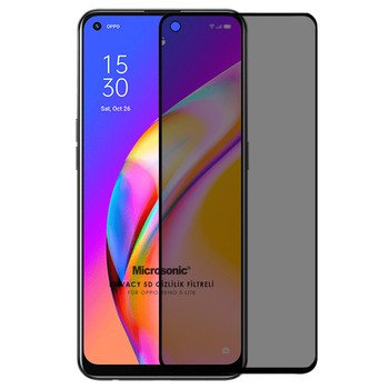 Microsonic Oppo Reno 5 Lite Invisible Privacy Kavisli Ekran Koruyucu Siyah