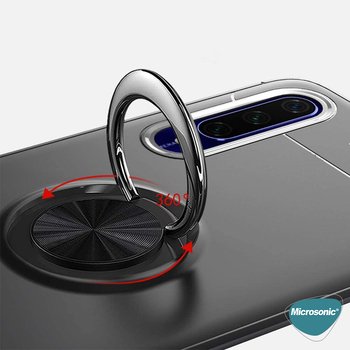 Microsonic Xiaomi Mi A3 Kılıf Kickstand Ring Holder Siyah Rose