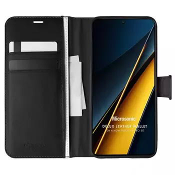 Microsonic Xiaomi Poco X6 Pro 5G Kılıf Delux Leather Wallet Siyah