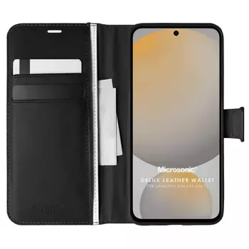 Microsonic Samsung Galaxy S24 FE Kılıf Delux Leather Wallet Siyah