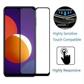 Microsonic Samsung Galaxy M12 Kavisli Temperli Cam Ekran Koruyucu Film Siyah