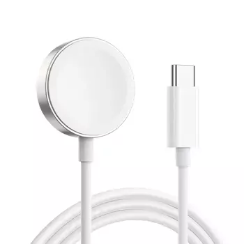 Microsonic Apple Watch SE 3 44mm Masaüstü Manyetik Hızlı Şarj Aygıtı - Type-C Kablosu Beyaz