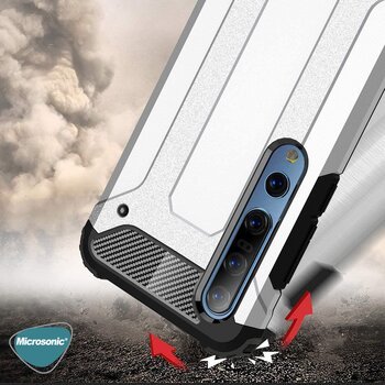 Microsonic Xiaomi Mi 10 Pro Kılıf Rugged Armor Gümüş