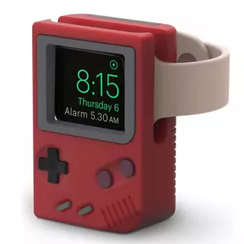 Microsonic Apple Watch SE 3 44mm Masaüstü Şarj Standı Gameboy Kırmızı