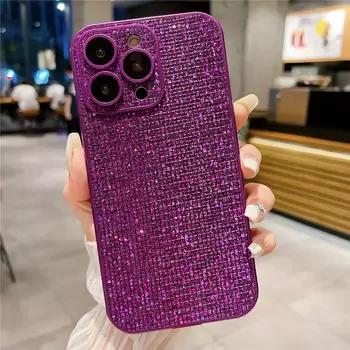 Microsonic Apple iPhone 13 Pro Kılıf Bling Rhinestones Mor